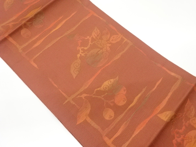 本場筑前博多横段に木の実模様織出し名古屋帯